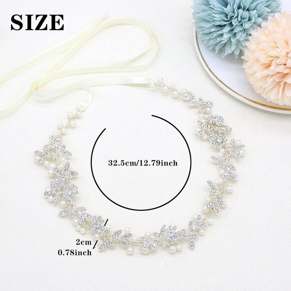 Bridal Headband Pearl Crystal Boho Wedding Hair Accessory for Bride main image 4